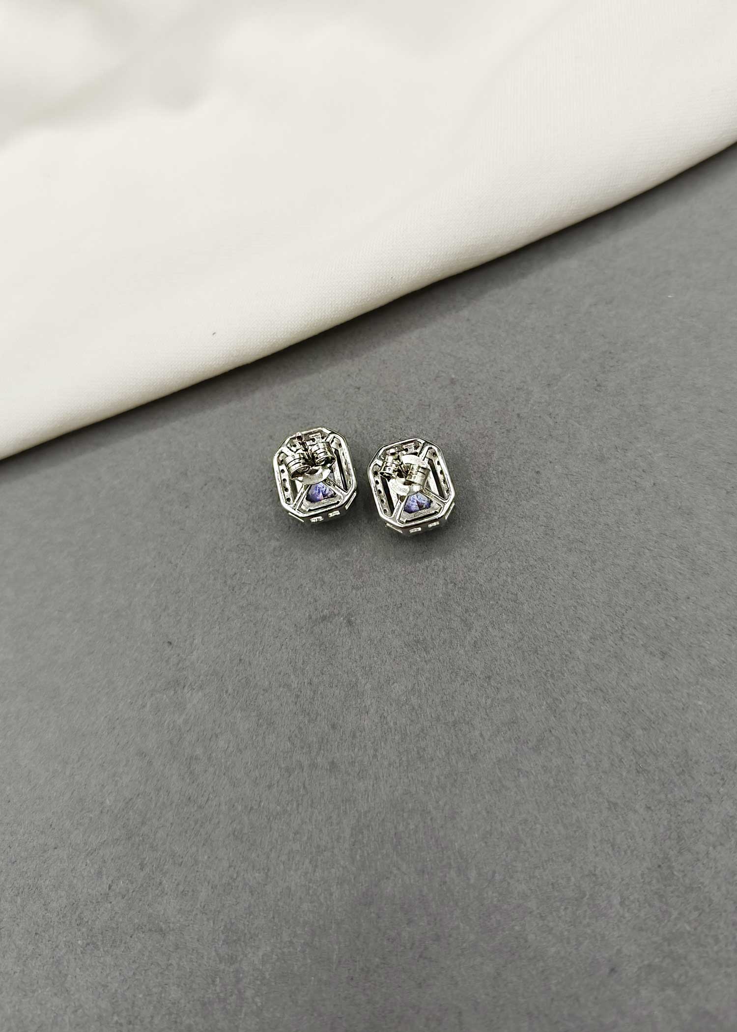 92.5 Sterling Silver Small Square Shape Stud Earring