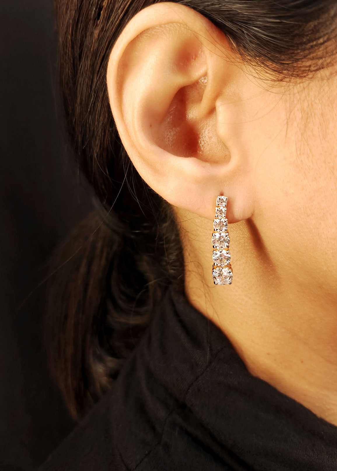 92.5 Sterling Silver Gold- Silver Plated Diamond Elegant Earring