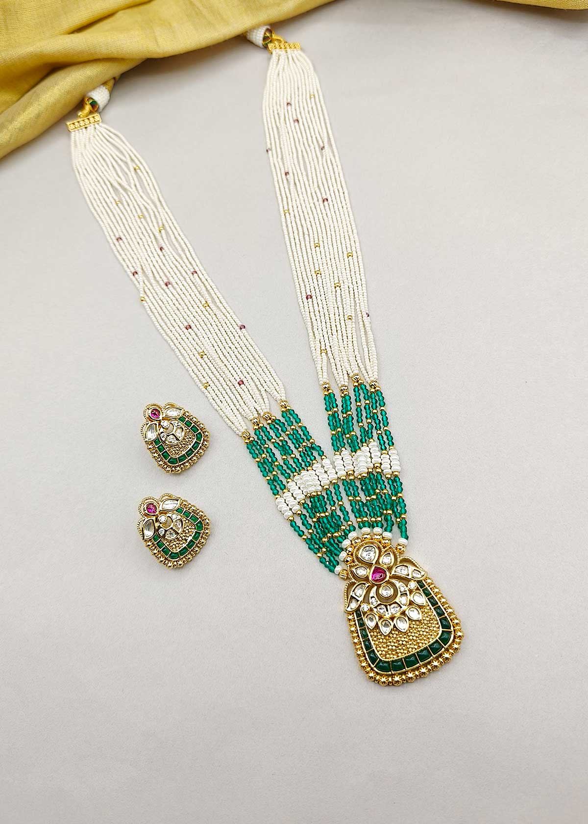 Kundan Pearl Long Necklace Set