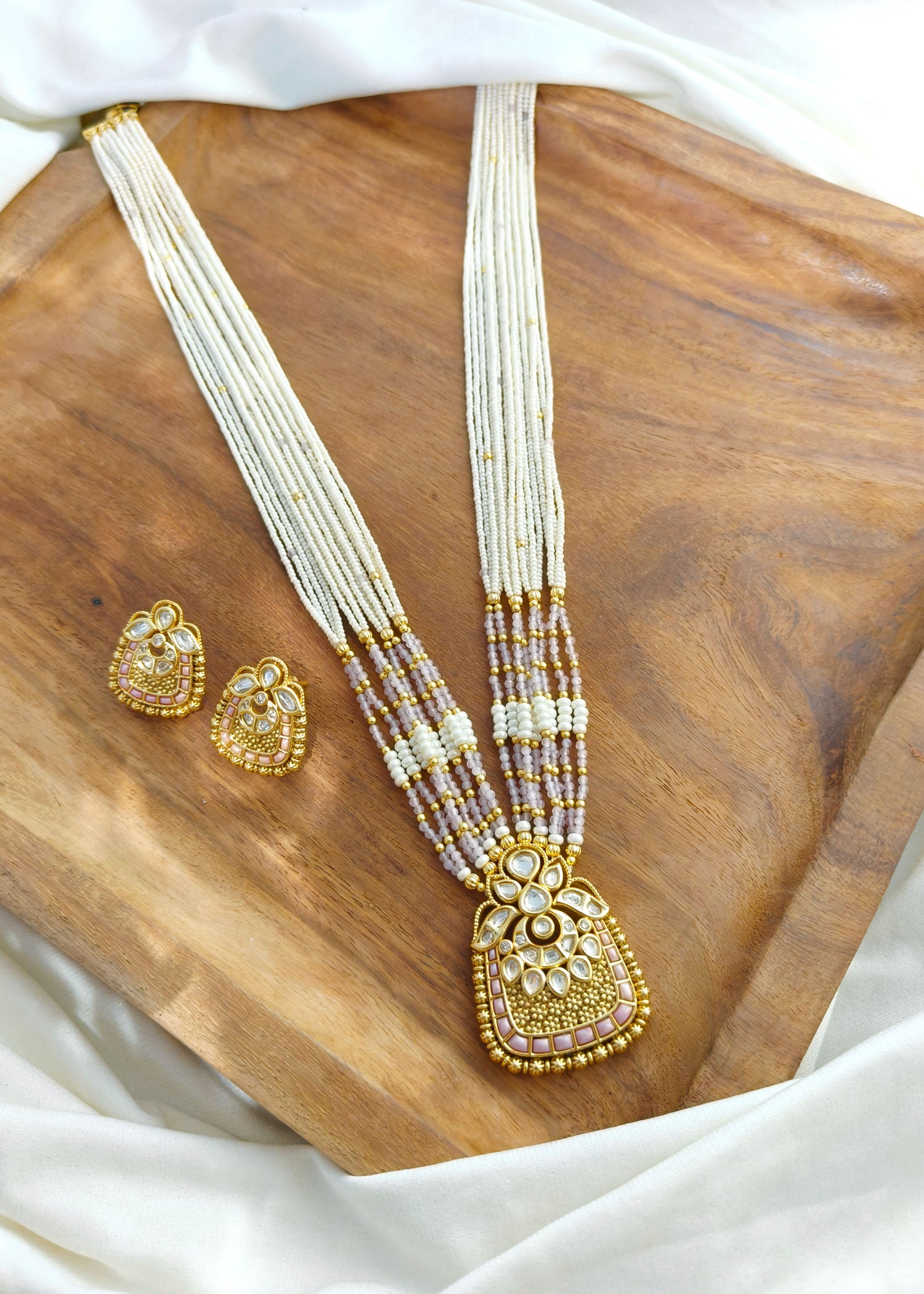 Kundan Pearl Long Necklace Set