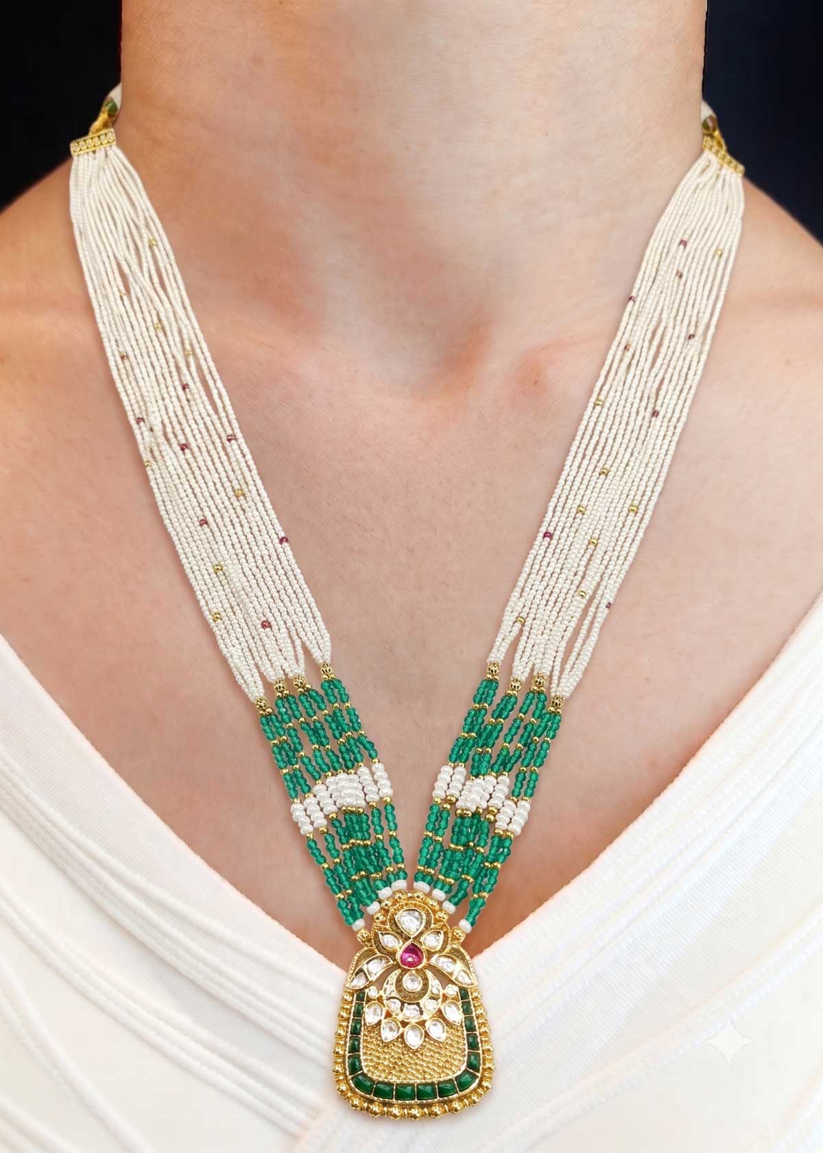 Kundan Pearl Long Necklace Set