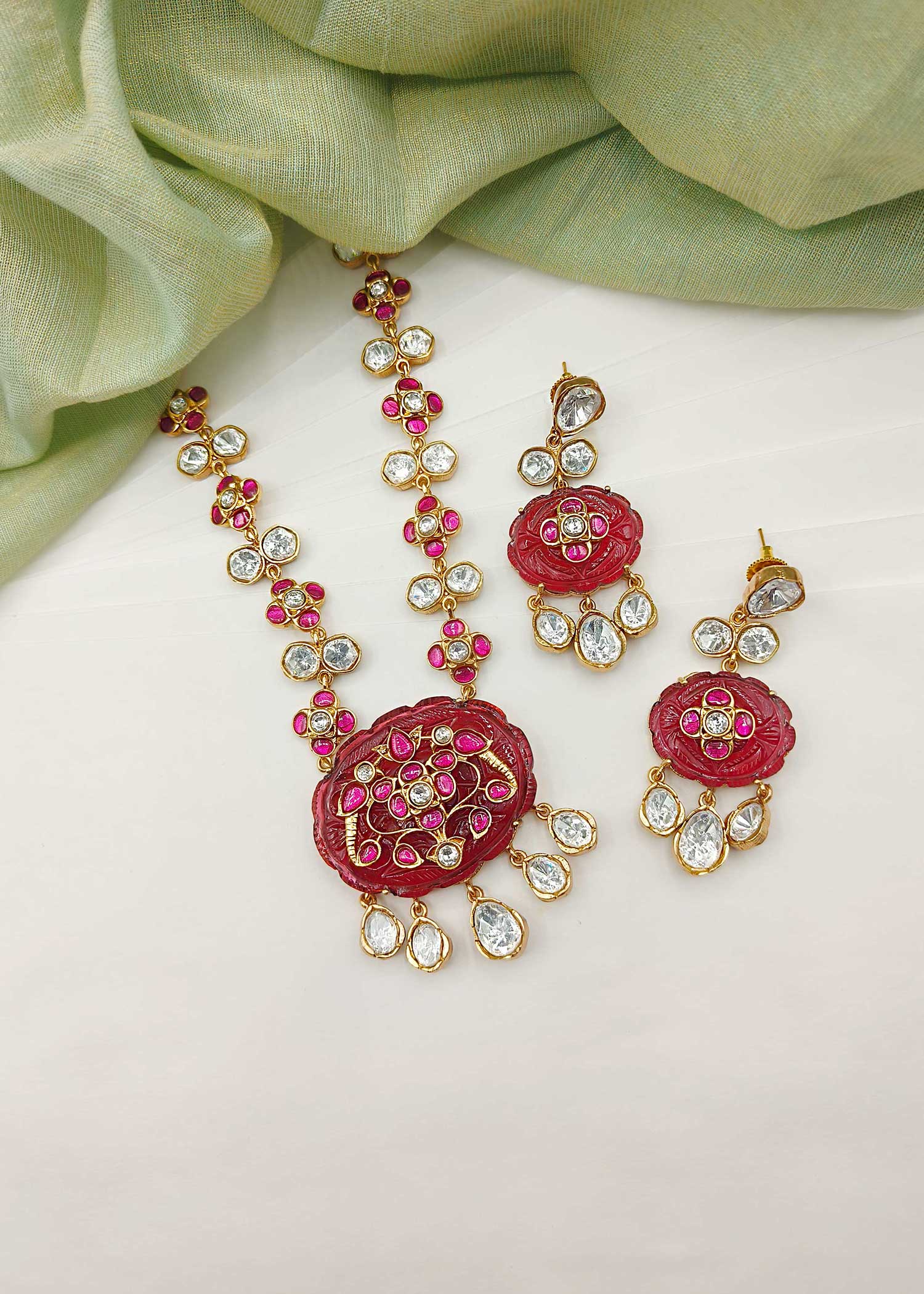 Unique Design Kundan Stone Long Necklace Set