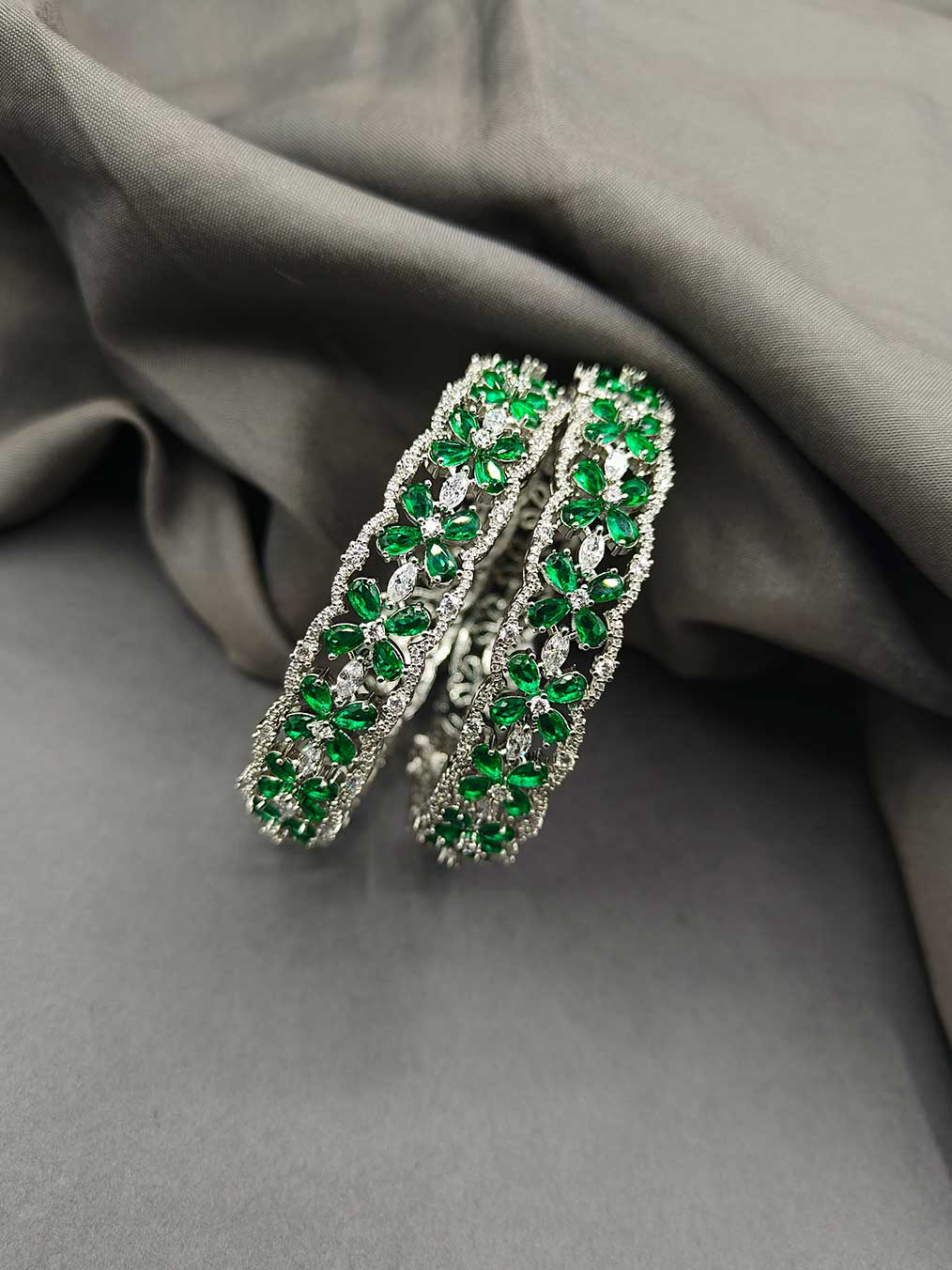 Cubic Zircon Colorful Baguette Diamond Openable Bangles