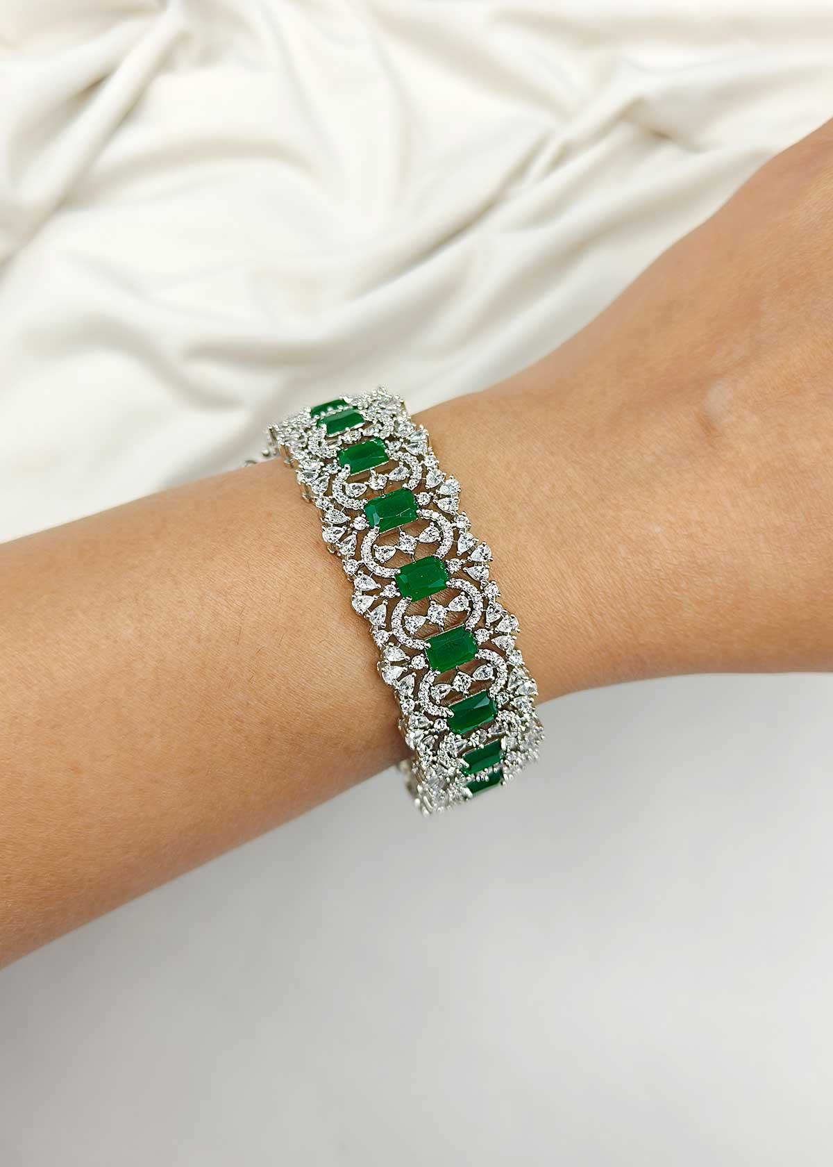 Cubic Zircon Colourful Stone Openable Kada Bangles (Pair)