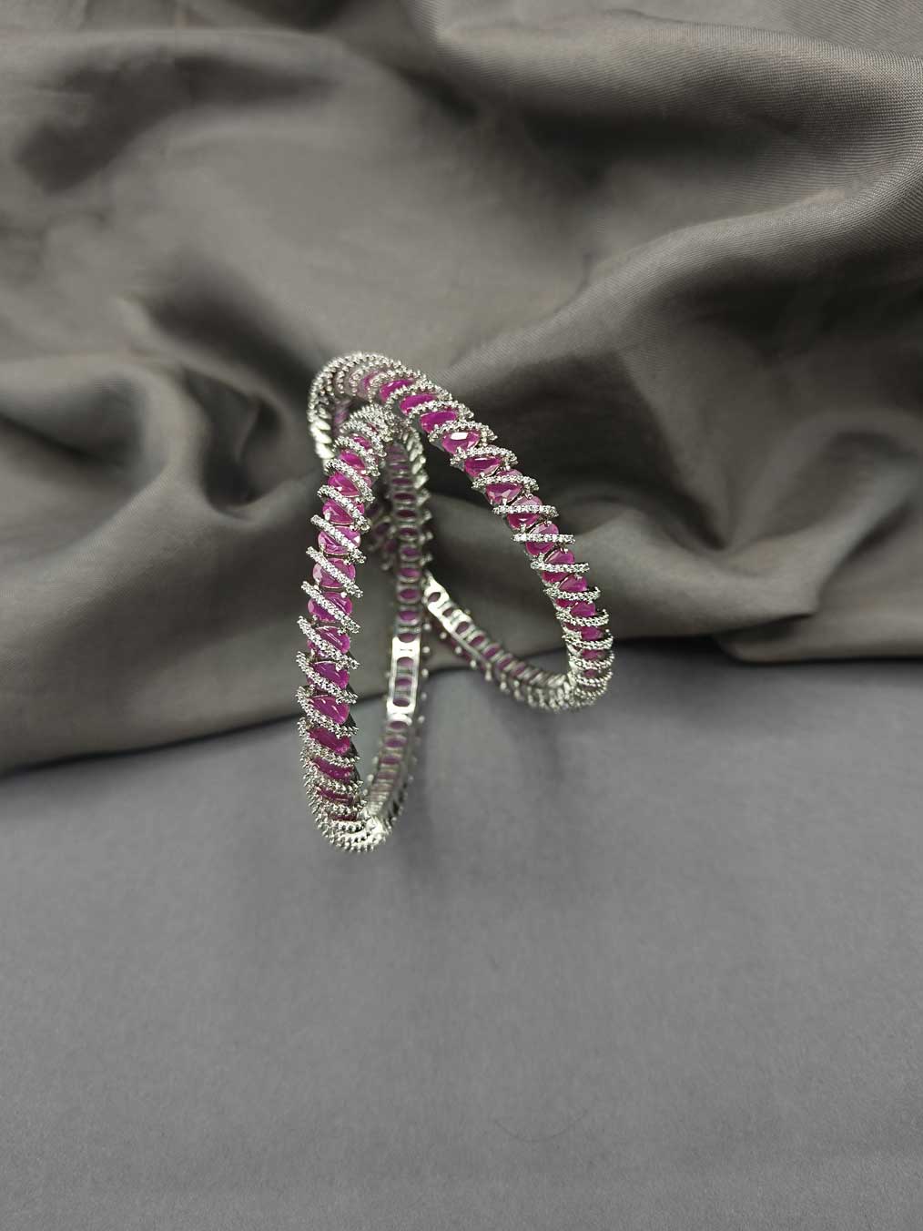 Cubic Zircon Silver Plated Colorful Bangle