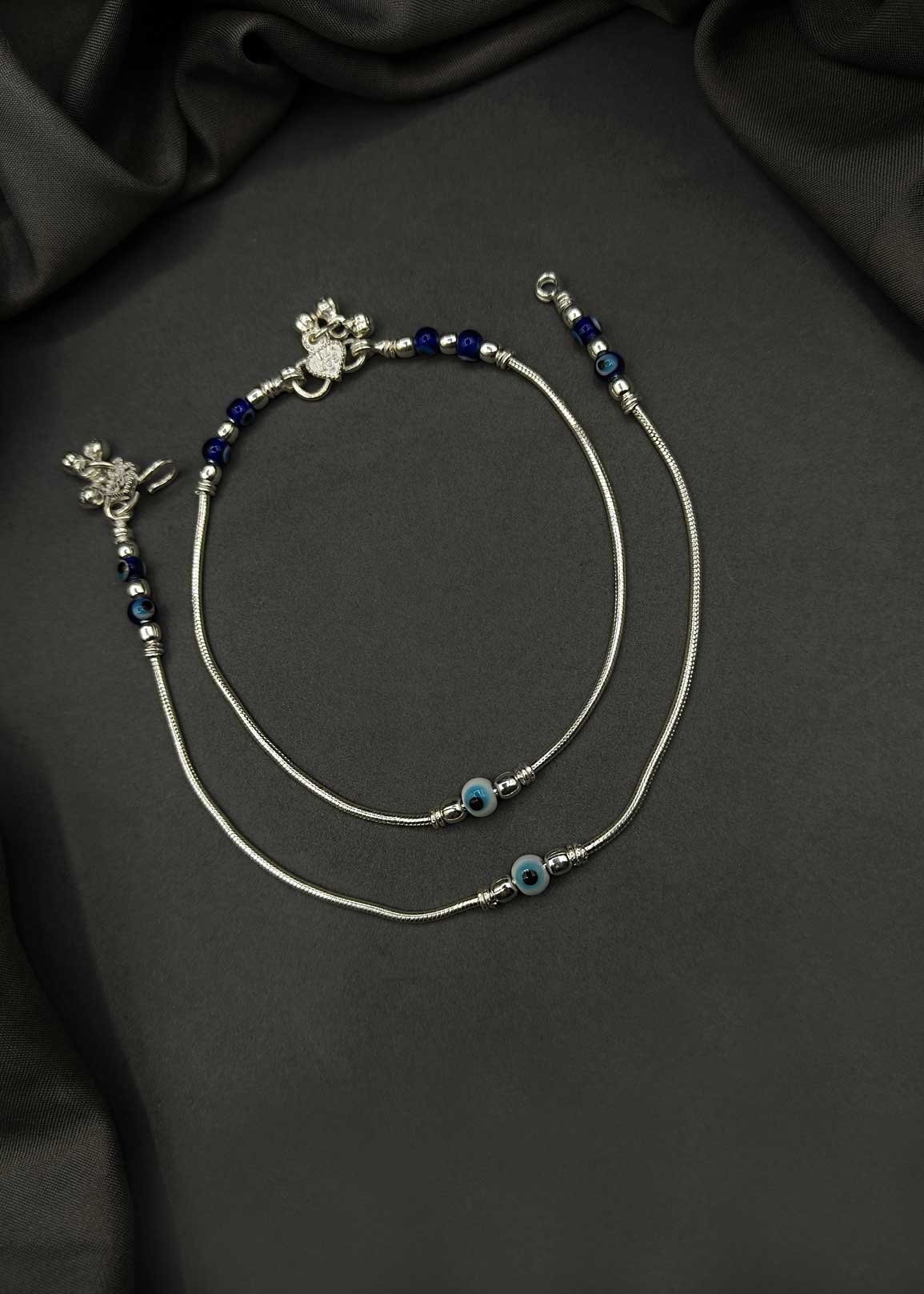 92.5 Sterling Silver Evil Eye Delicate Payal/Anklet