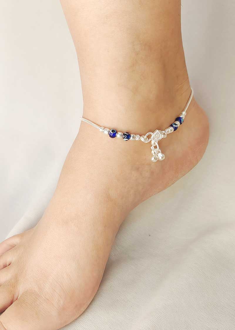 92.5 Sterling Silver Evil Eye Delicate Payal/Anklet