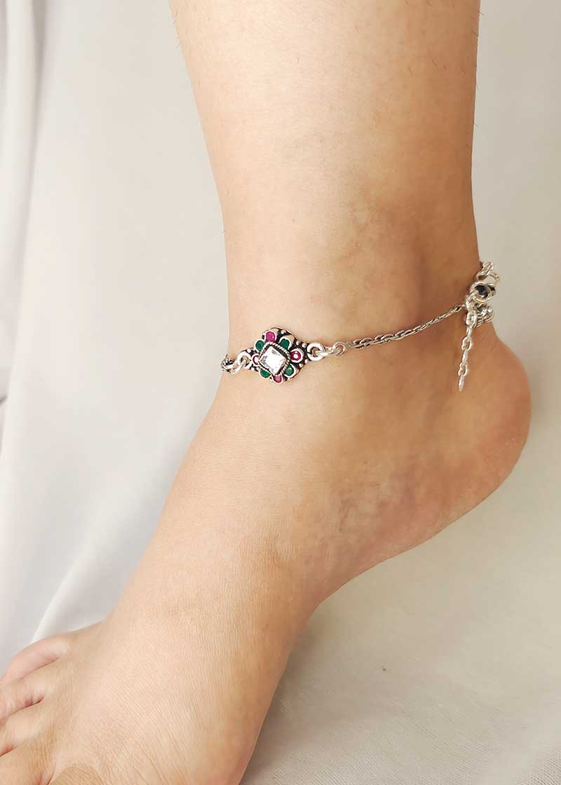 92.5 Sterling Silver Half Kada Style Delicate Payal/Anklet