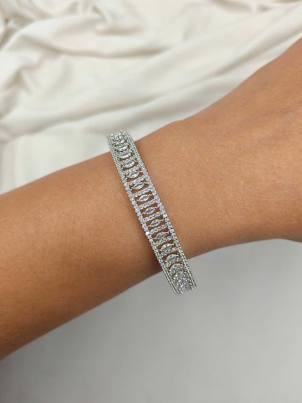 Cubic Zircon With Marquise Diamond Bangle