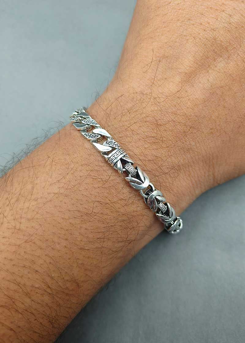 92.5 Sterling Silver Vintage Worn Out Men's Loose Bracelet