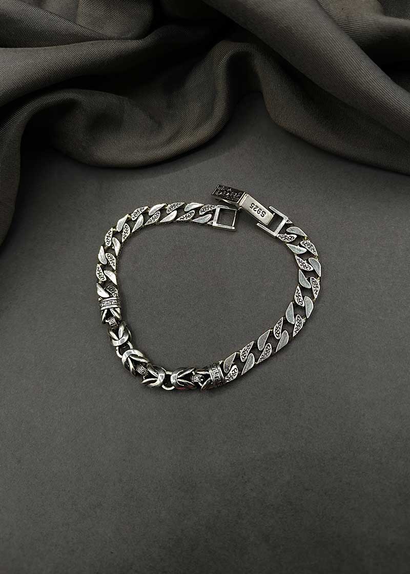 92.5 Sterling Silver Vintage Worn Out Men's Loose Bracelet