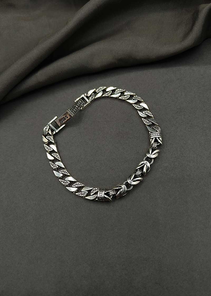 92.5 Sterling Silver Vintage Worn Out Men's Loose Bracelet