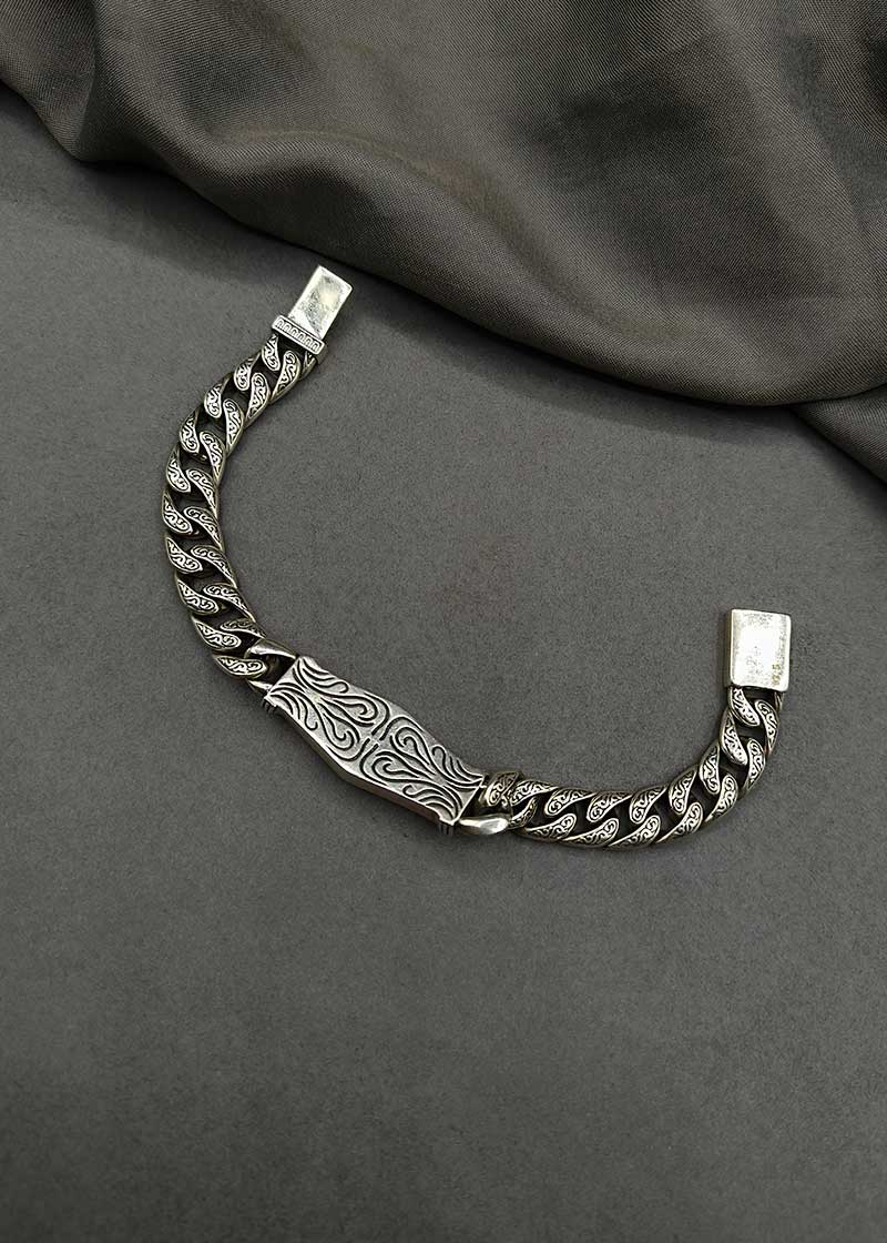 92.5 Sterling Silver Lion Face Men's Loose Bracelet