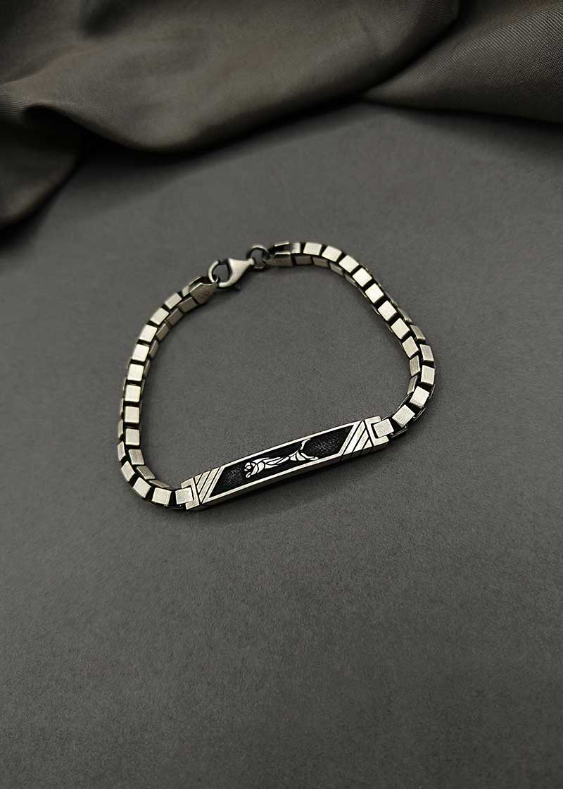 92.5 Sterling Silver Panther Designer Men's Loose Bracelet