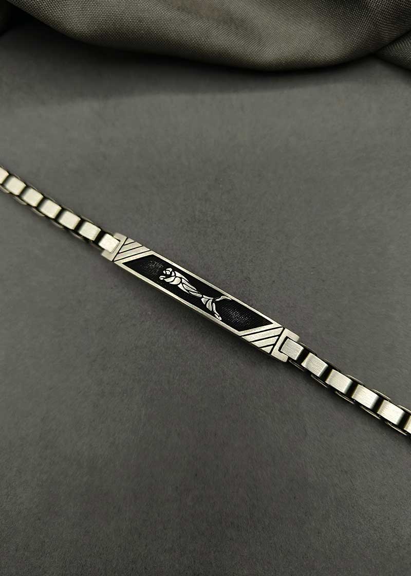 92.5 Sterling Silver Panther Designer Men's Loose Bracelet