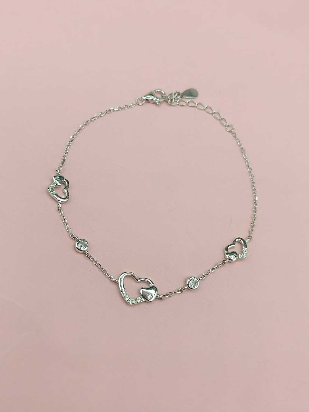 92.5 Sterling Silver Heart Shape Women Loose Bracelet