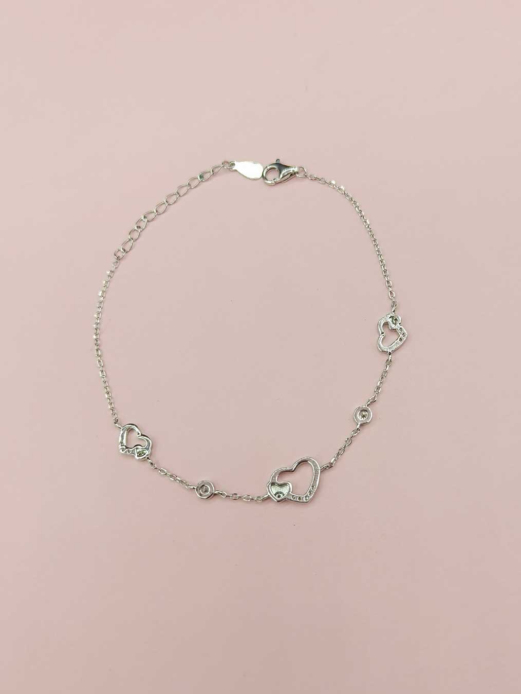 92.5 Sterling Silver Heart Shape Women Loose Bracelet