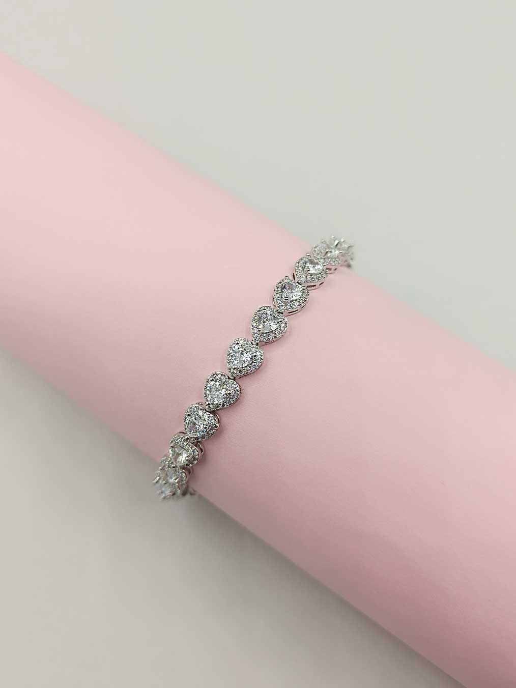 Solitaire Hearts Crystal Diamond Women Loose Bracelet