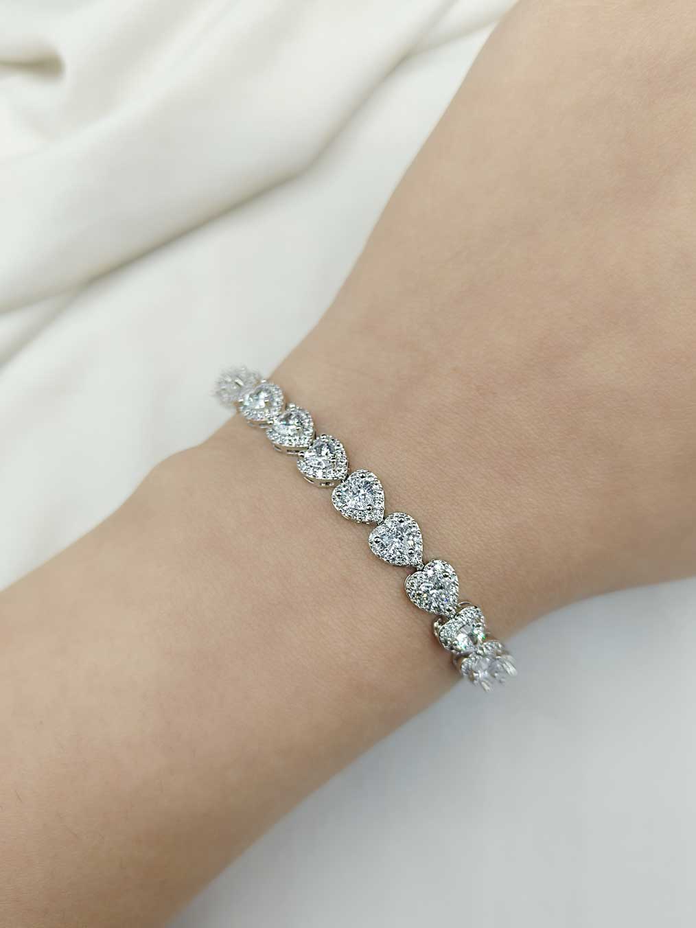 Solitaire Hearts Crystal Diamond Women Loose Bracelet