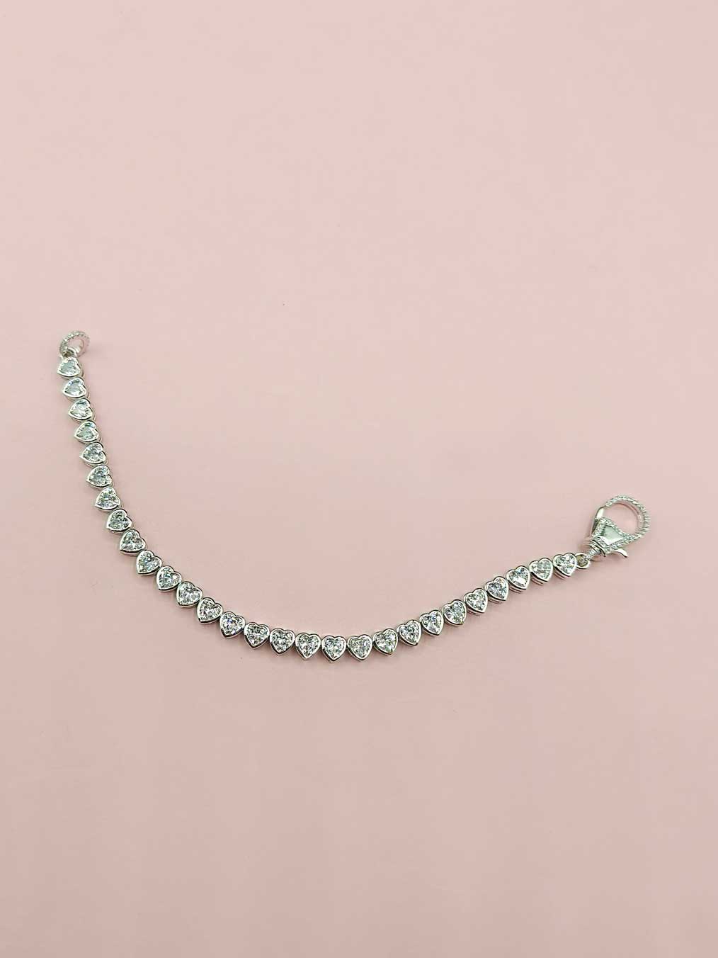 Sparkling Elegance Diamond Silver Plated Heart Shape Loose Bracelet