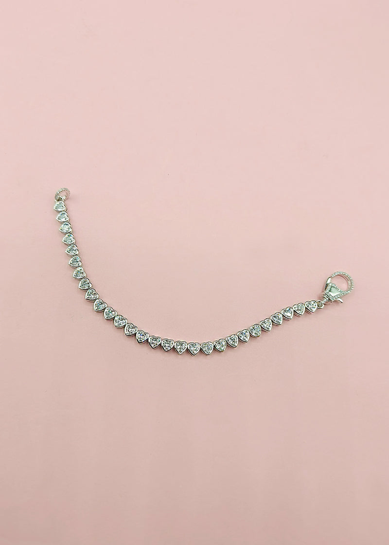 Sparkling Elegance Diamond Silver Plated Heart Shape Loose Bracelet