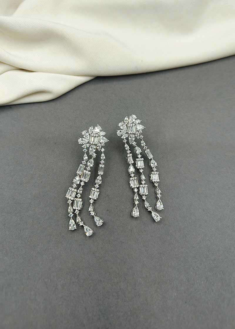 Cubic Zircon Baguette Stone Womens Earring