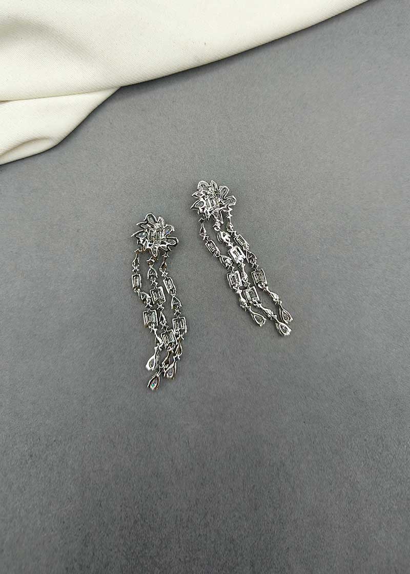 Cubic Zircon Baguette Stone Womens Earring