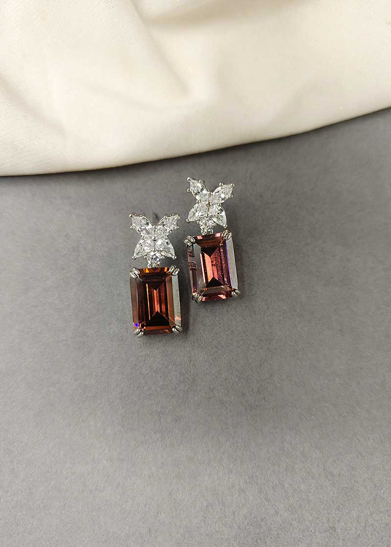 Cubic Zircon Square Shape Small Stud Earring