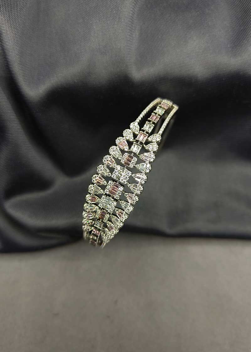 Colorful Baguette Diamond Kada Bracelet