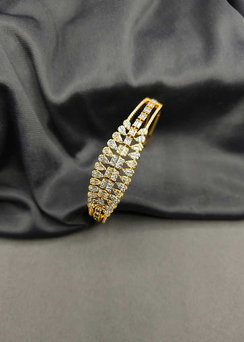 Colorful Baguette Diamond Kada Bracelet