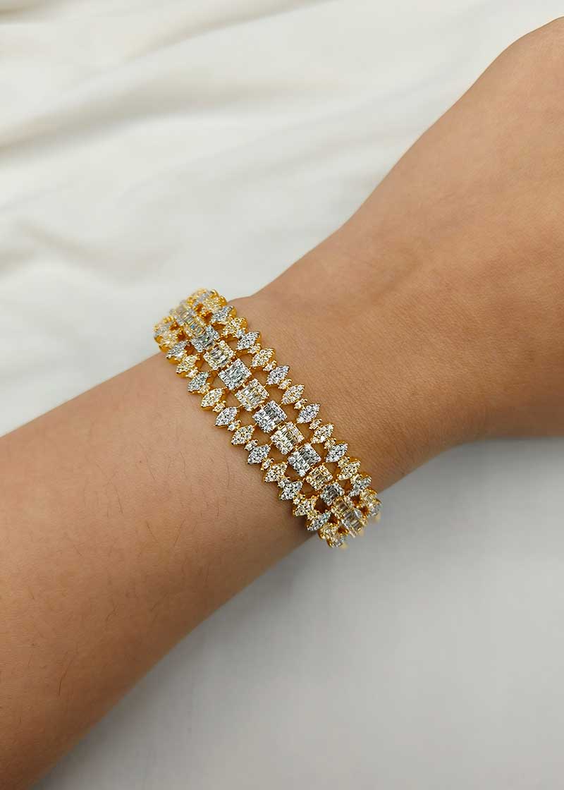 Cubic Zircon Broad Colorful Kada Bracelet
