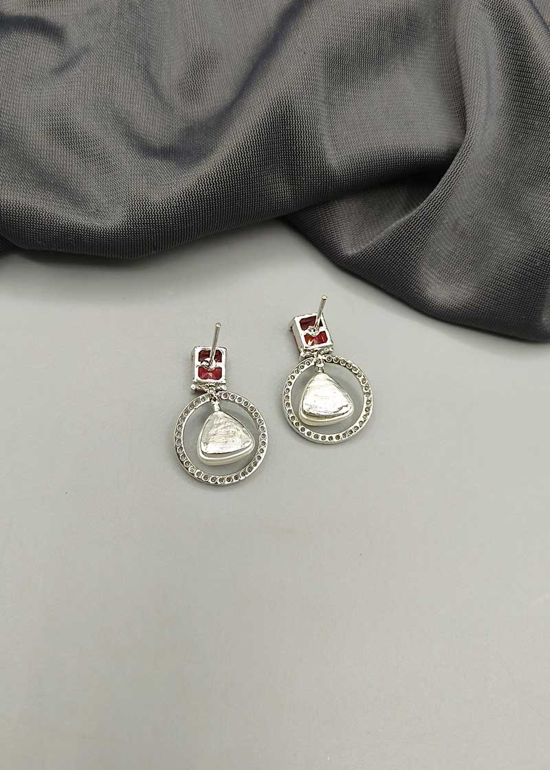 Cubic Zircon Hanging Pearl Designer Pendant Set