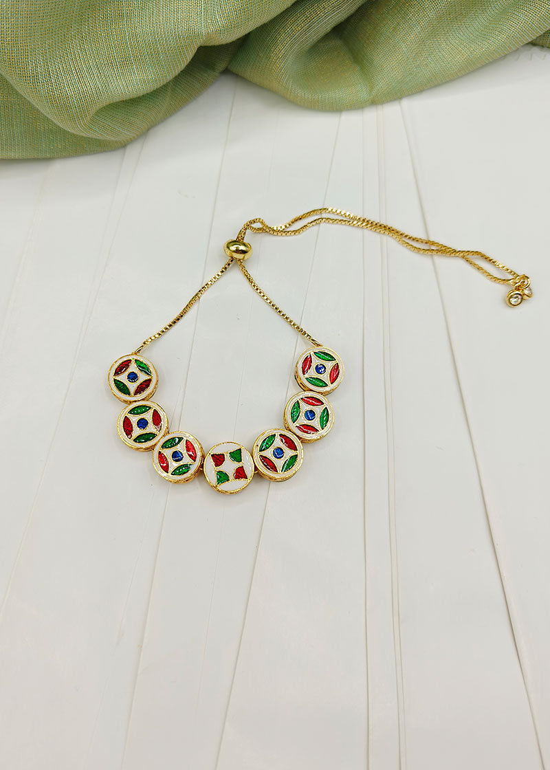Kundan Meenakari Adjustable Women Loose Bracelet