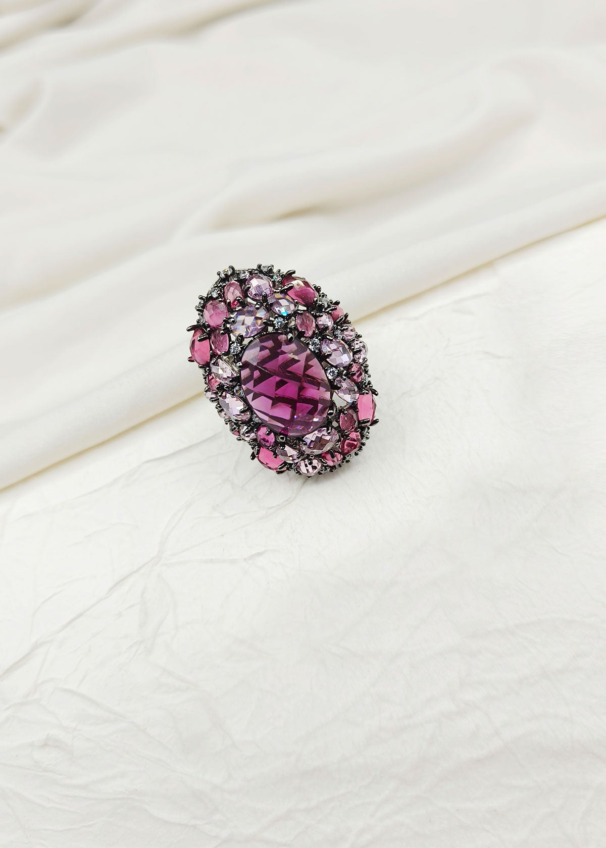 Vintage Style Big Oval-Shaped Ruby Women Adjustable Finger Ring