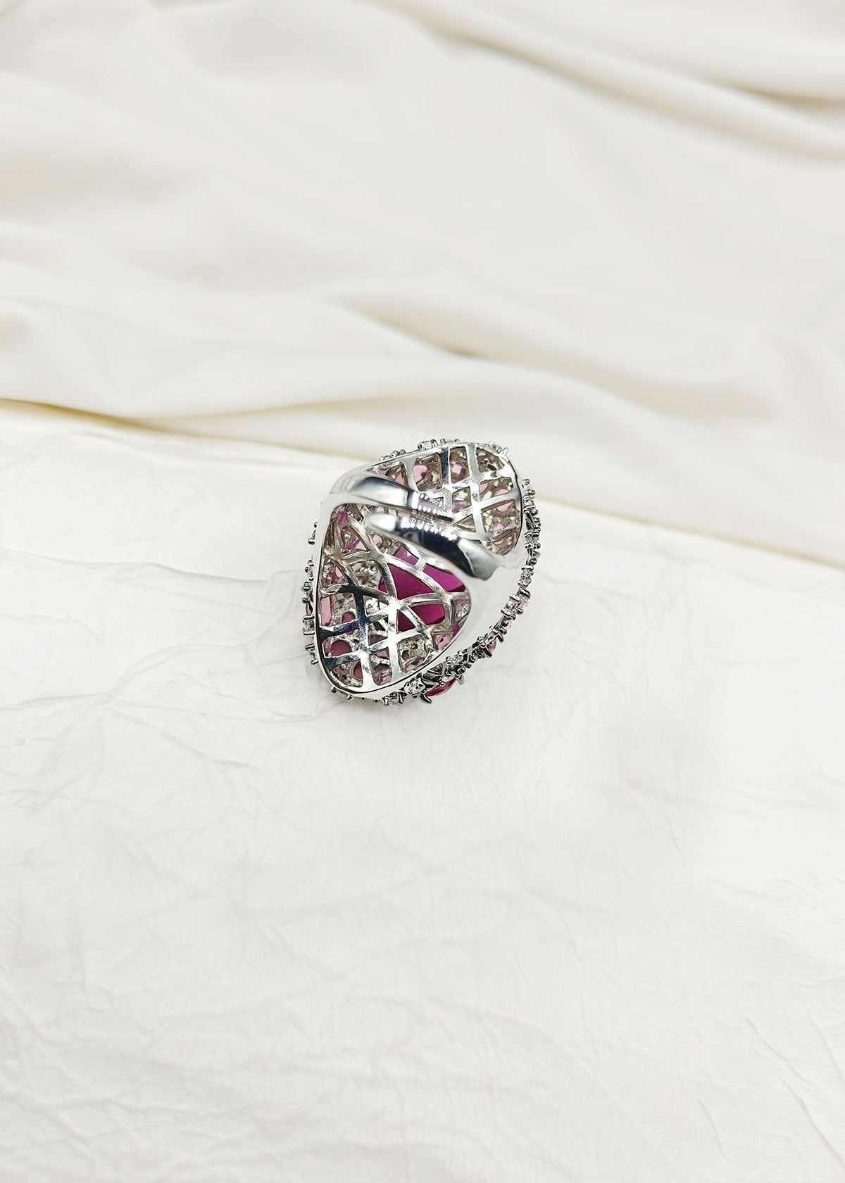 Vintage Style Big Oval-Shaped Ruby Women Adjustable Finger Ring