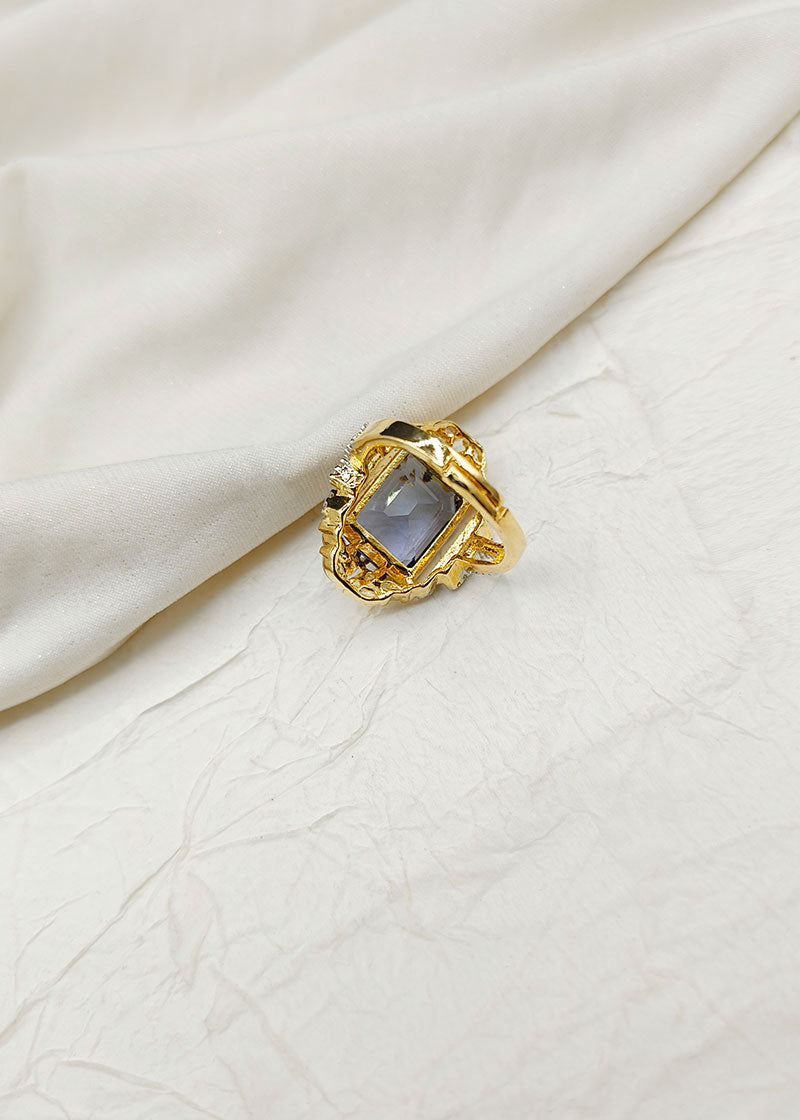 Royal Sapphire Gold-Plated Women Adjustable Finger Ring