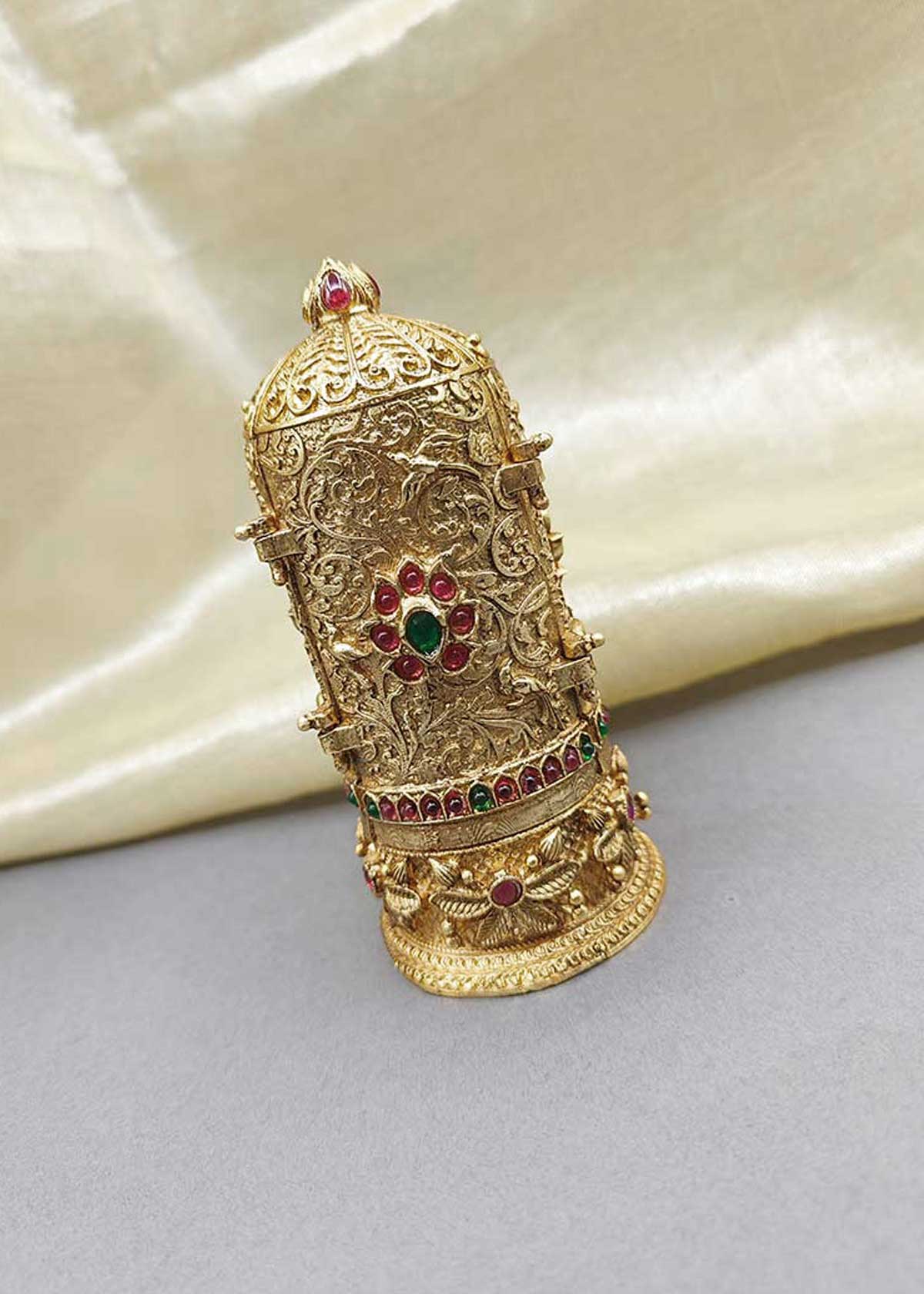 Antique Gold-Plated Ram Darbar Sindoor Box / Kumkum Box