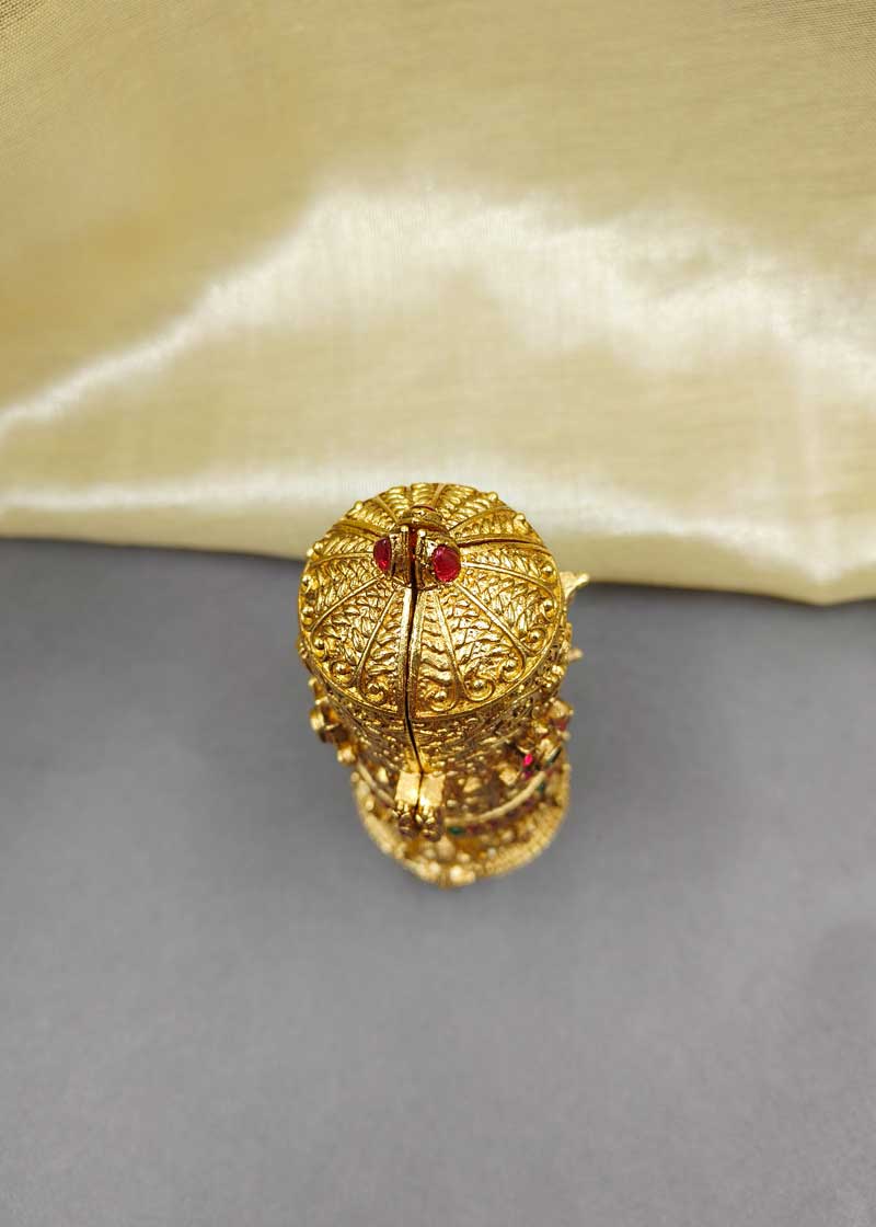 Antique Gold-Plated Ram Darbar Sindoor Box / Kumkum Box