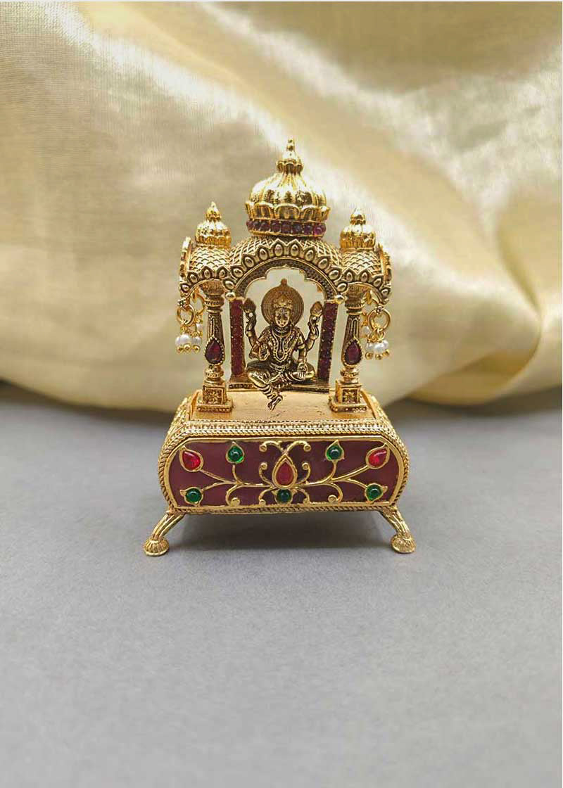 Lakshmi Swing Design Gold Plated Kumkum Box/ Sindoor Box