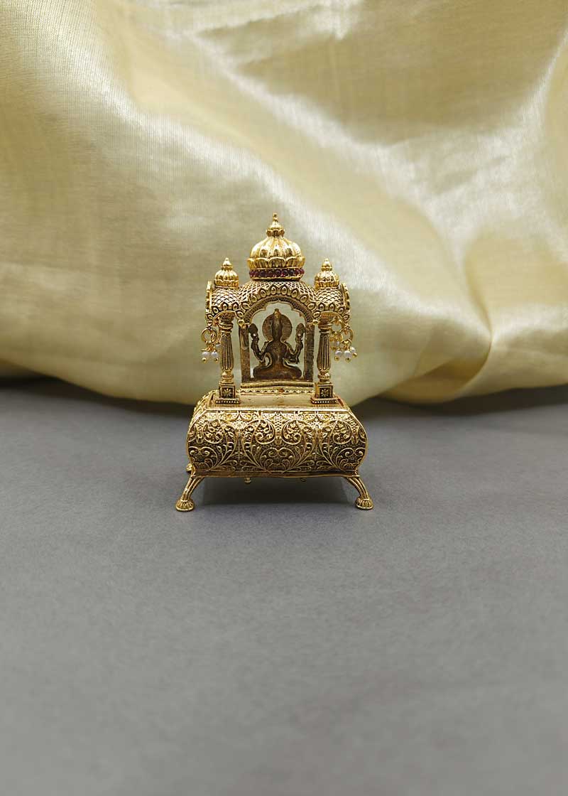 Lakshmi Swing Design Gold Plated Kumkum Box/ Sindoor Box