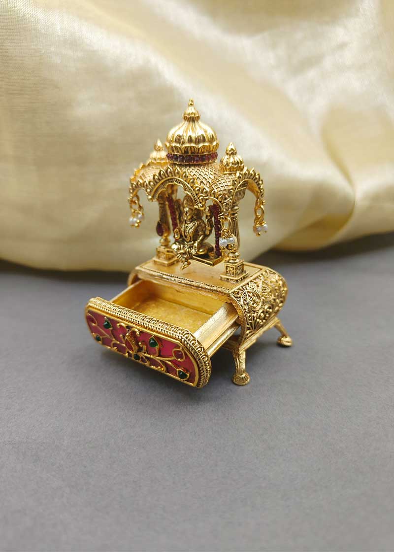 Lakshmi Swing Design Gold Plated Kumkum Box/ Sindoor Box