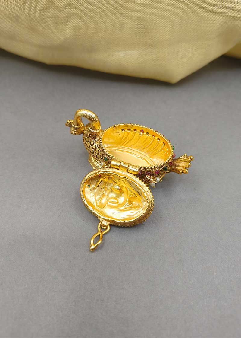 Divine Peacock Design Kumkum Box/ Sindoor Box