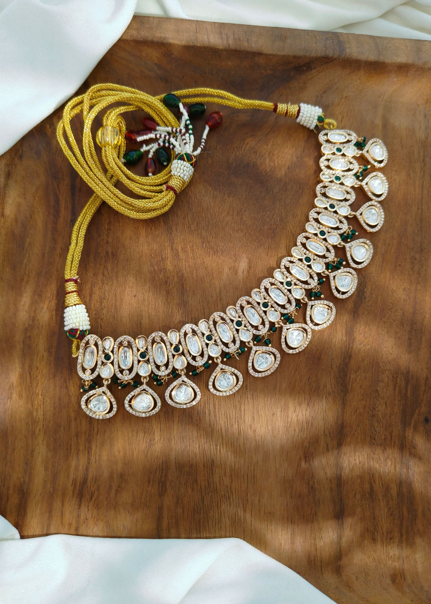 Kundan green choker necklace set