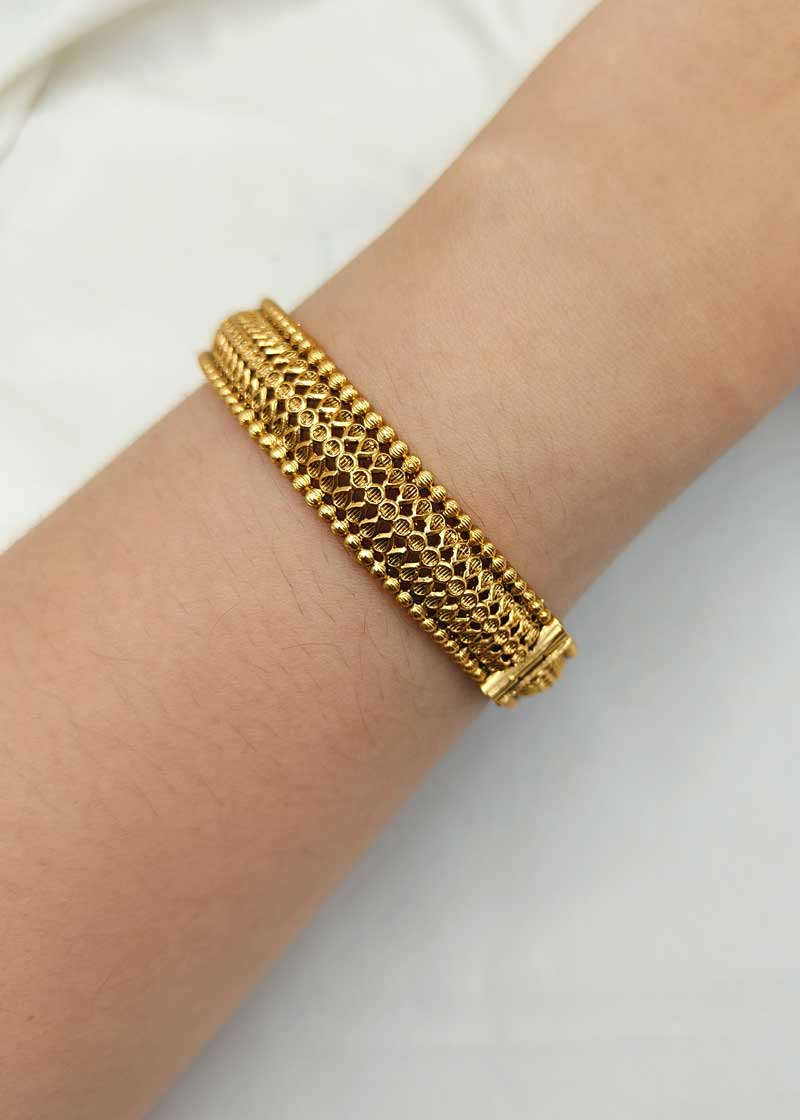Traditional Rajasthani Antique Gold Openable Bangles (Pair)