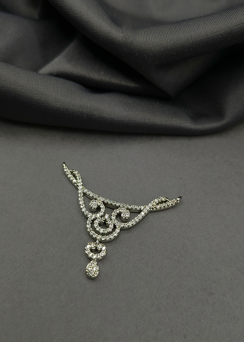 Stylish Cubic Zircon Silver Plated Mangalsutra Pendant set