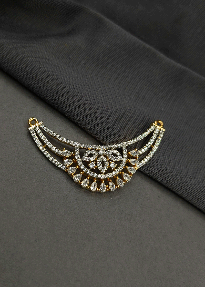 Elegant Gold-Silver Plated Diamond Mangalsutra Pendant Set