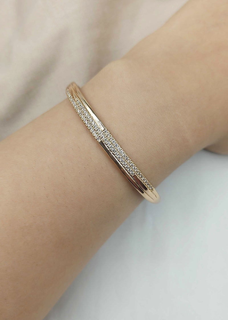 Gold Plated Finest Quality Cubic Zircon Openable Kada Bracelet