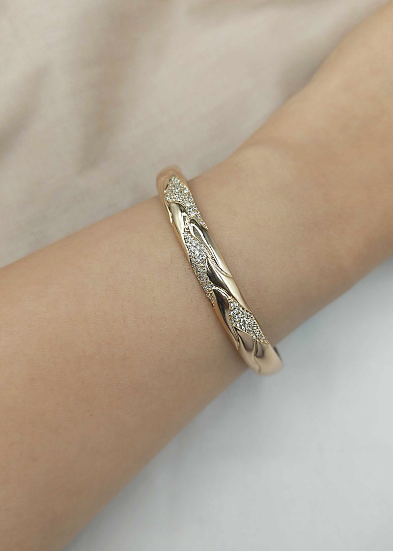 Latest Designs Of Rose Gold Cubic Zircon Kada Bracelet