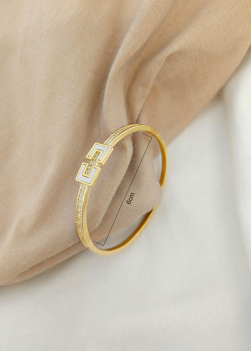 Unique Designer Mother Of Pearl And Diamond Women Kada Bracelet