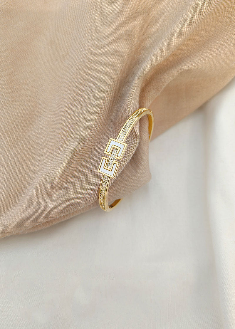 Unique Designer Mother Of Pearl And Diamond Women Kada Bracelet